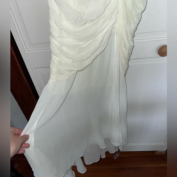 House of CB Pearla ivory ruched maxi dress women’s size small - Picture 3 of 12